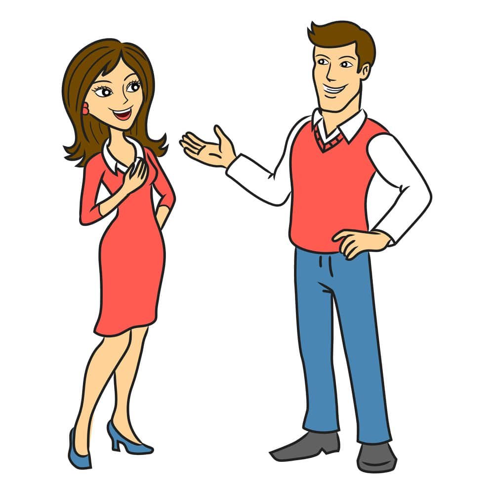 The man talking to a woman. Two people talking business. Vector illustration.